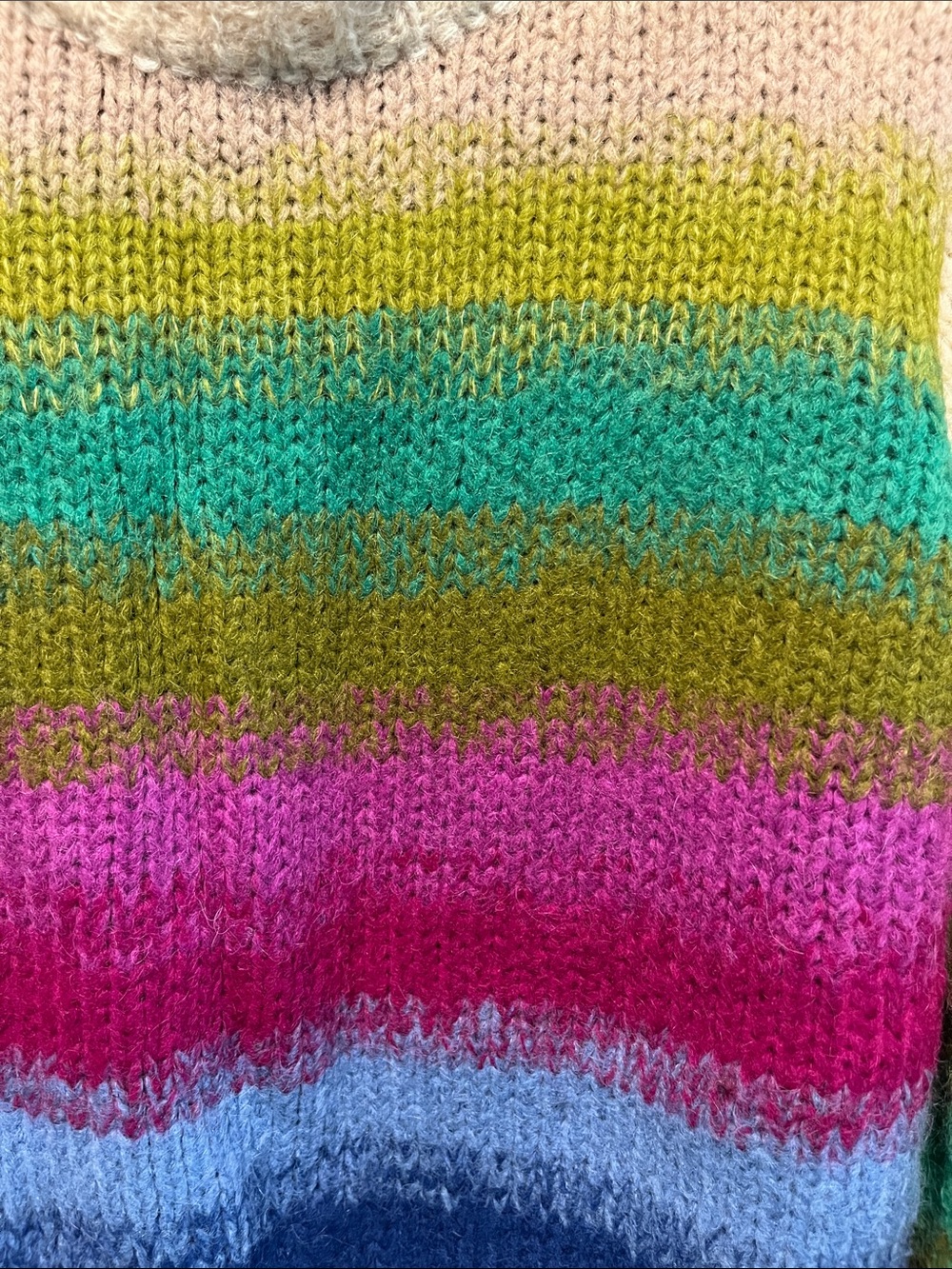 ELEVEN SIX Laila Multicolor Rainbow Striped Alpaca Sweater, Size S - Picture 6 of 11